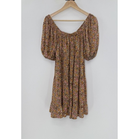 wild fable Dresses & Skirts - Wild Fable Women's Brown Floral‎ Tiered Dress Size Large Cottage Boho Feminine